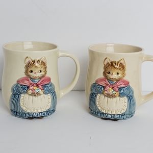 COPY - Vintage Otagiri Coffee Cups Mugs WHISKERS Set of 2